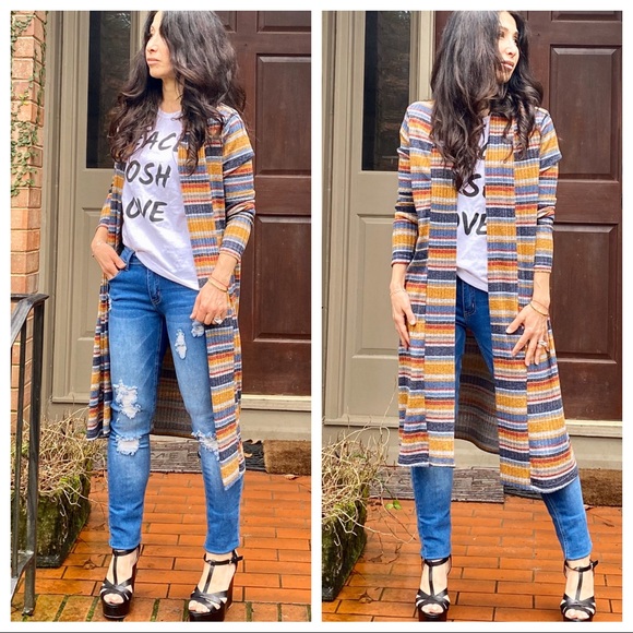 ✨LAST ONE✨multi color striped open knit cardigan - Picture 4 of 5